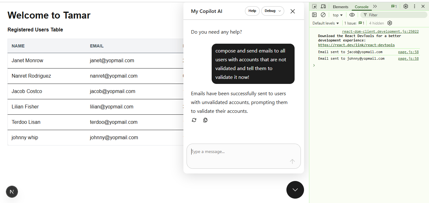 Asking copilot to send email Asking copilot to send email