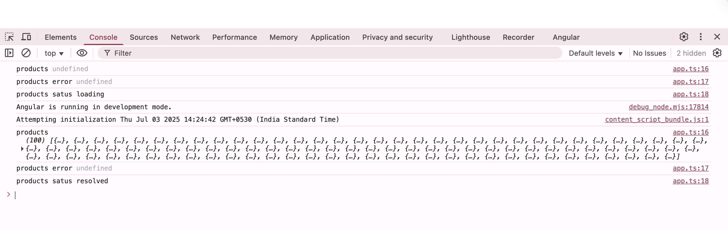 Data returned from API in the browser console