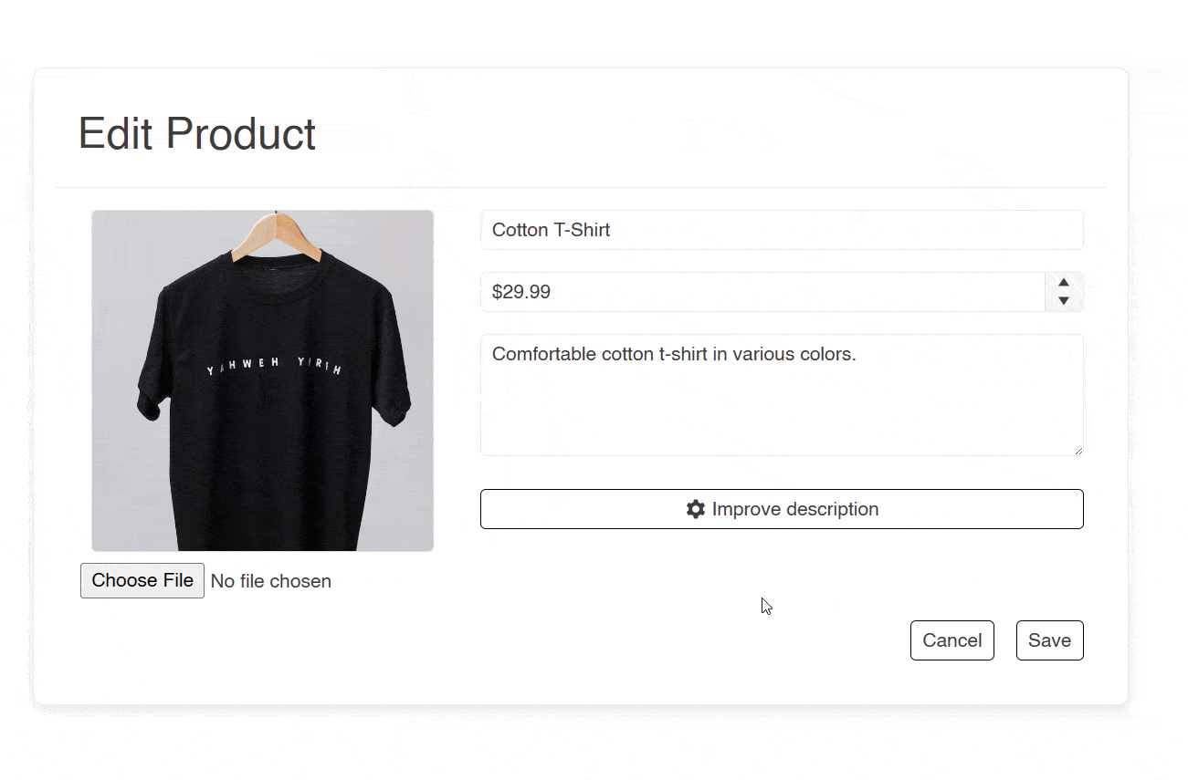 Improving a product description using the AIPrompt component