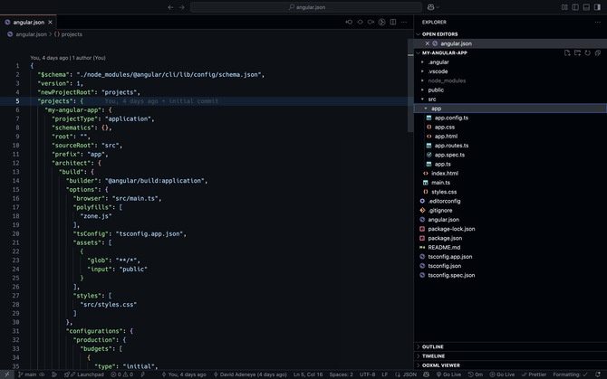 angular.json file workspace configuration