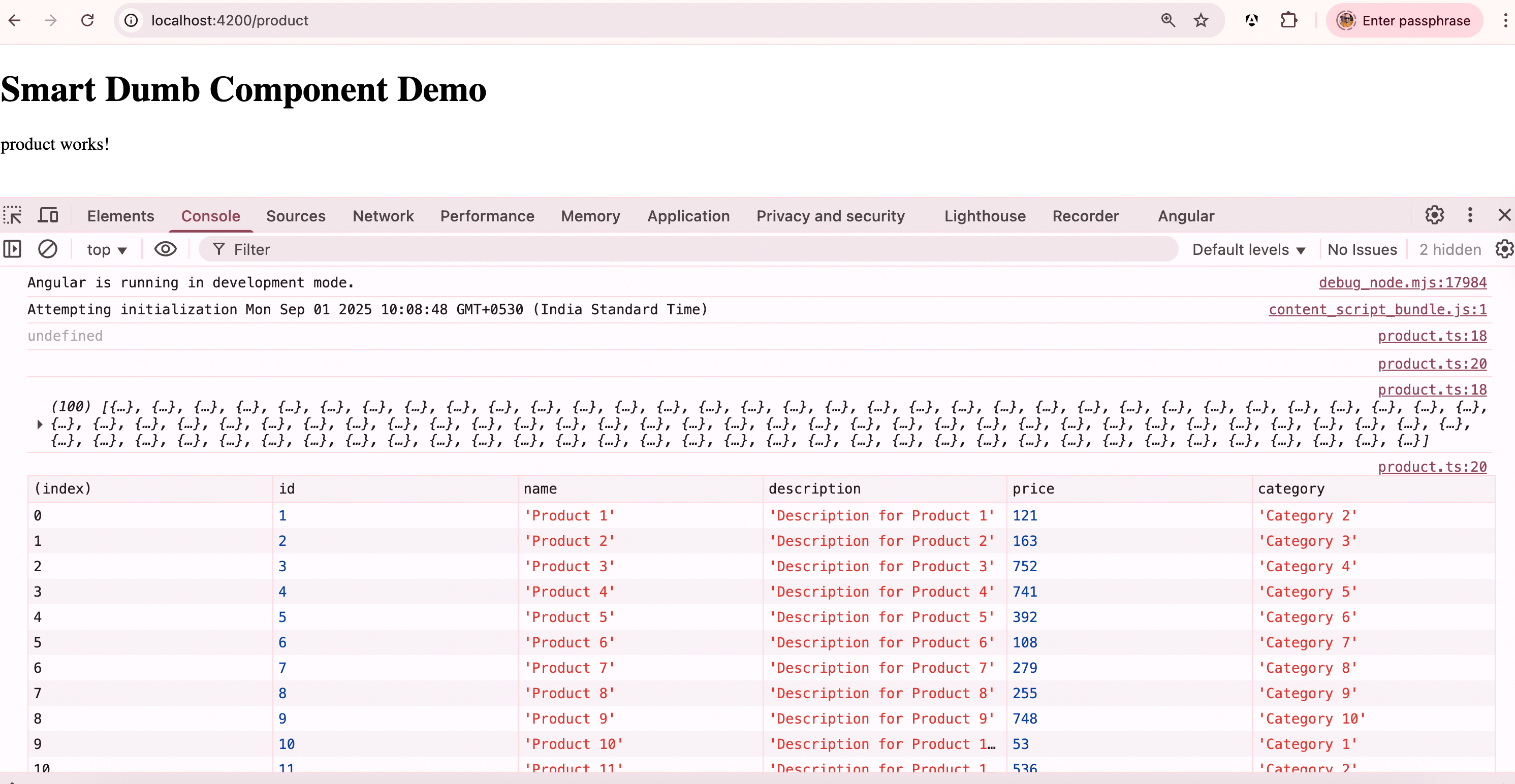 container presentational component demo