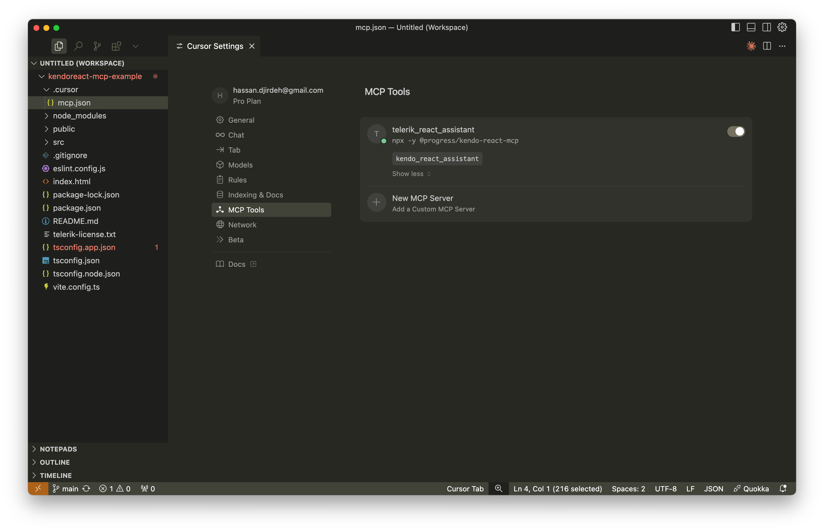 Cursor Settings - MCP Tools Enabled