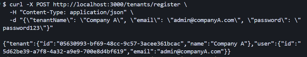 Company A registration response Company A registration response