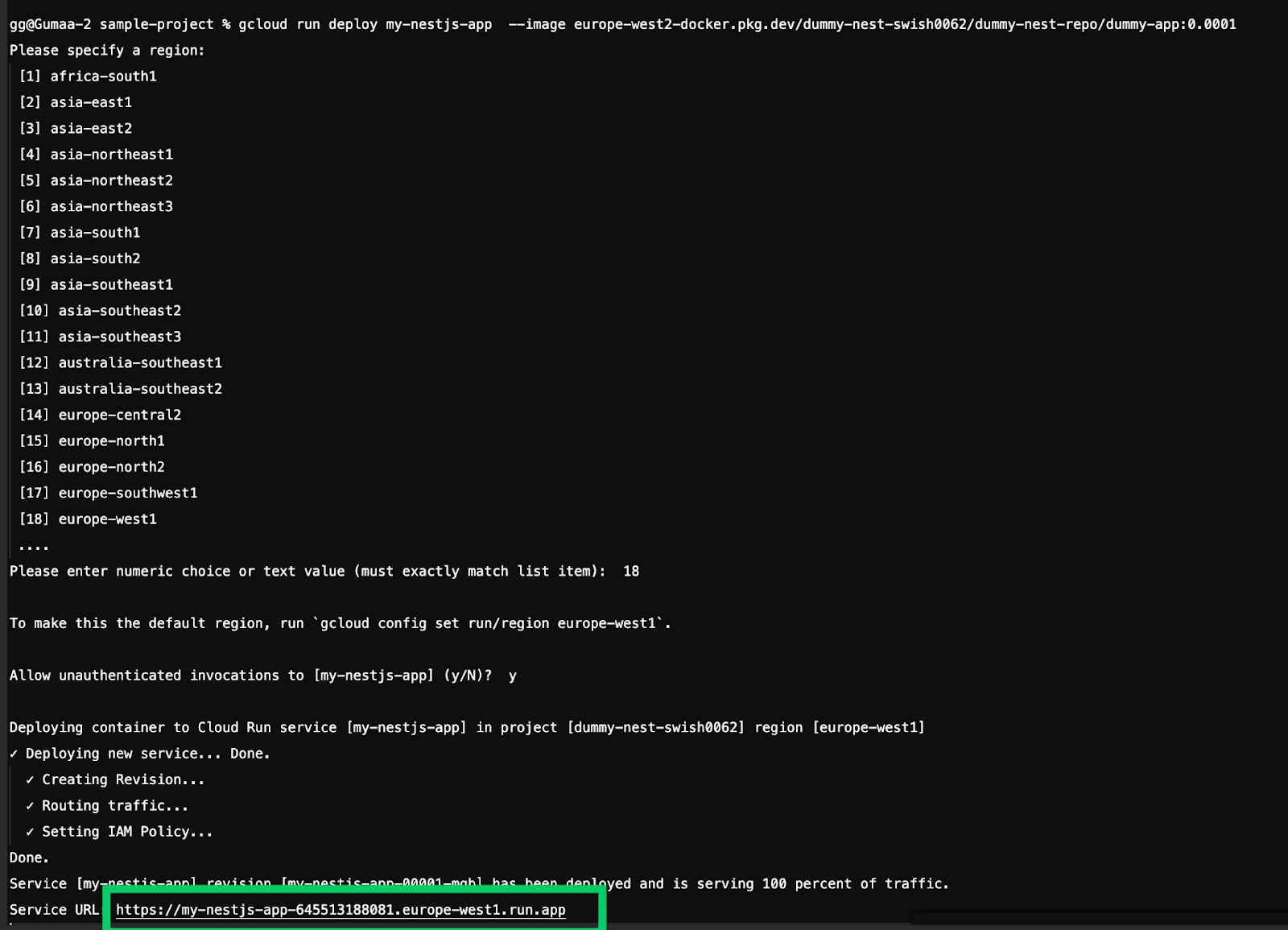 Deploying our NestJS application as a service on google cloud run using the image URL Deploying our NestJS application as a service on google cloud run using the image URL