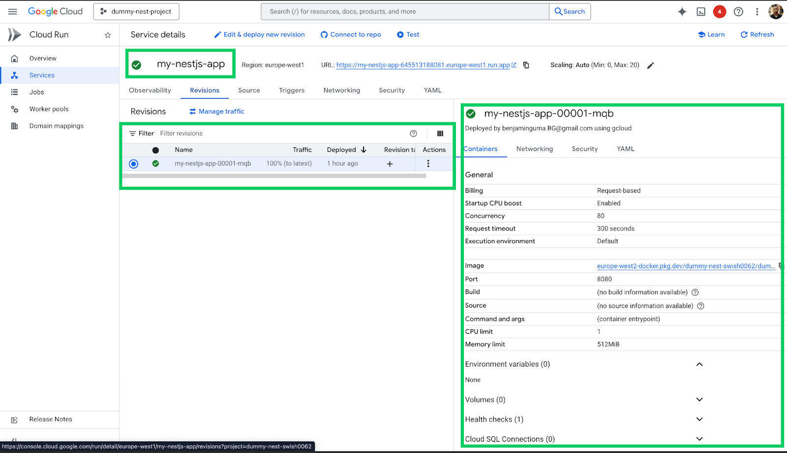 GCP console GCP console