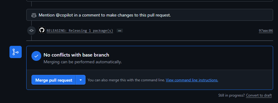 successful pull request - no conflicts with base branch