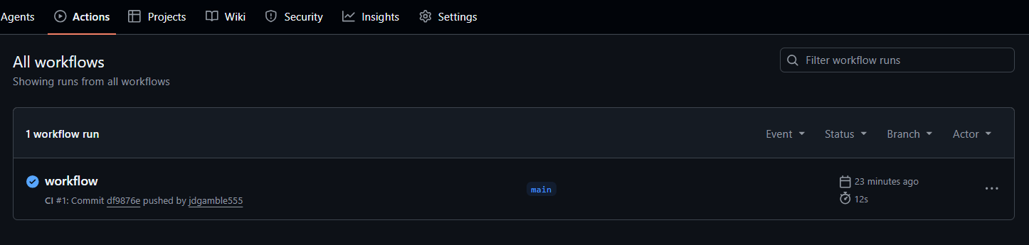 Action tab GitHub