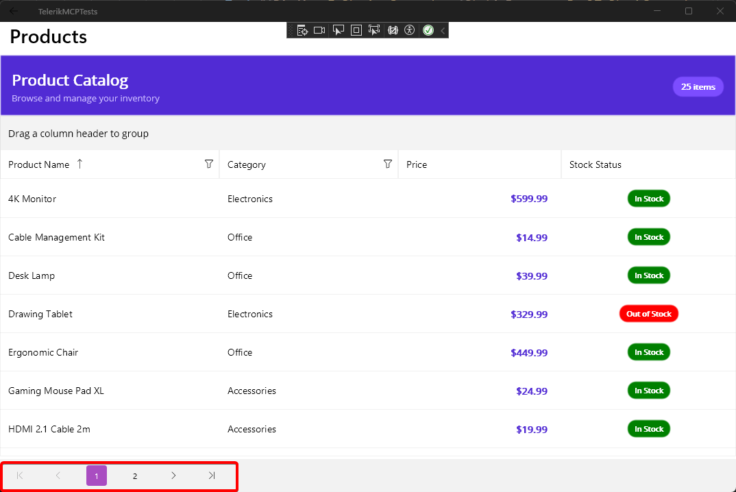 Pagination feature added quickly using the MCP server