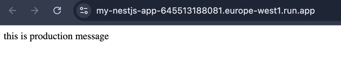 Production service url outputs contents of the injected runtime environment variable Production service url outputs contents of the injected runtime environment variable