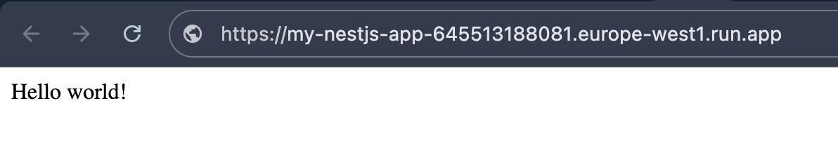 Testing the service URL in the browser Testing the service URL in the browser