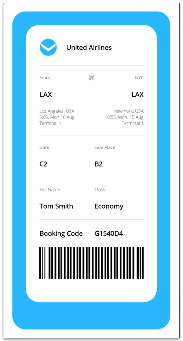 Second block design: passenger info