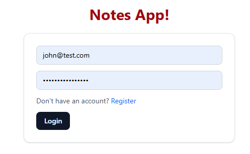 notes app login