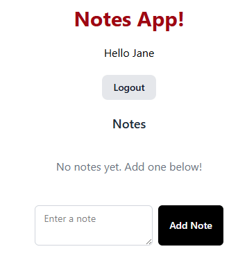 Hello Jane! No notes yet. Add one below!