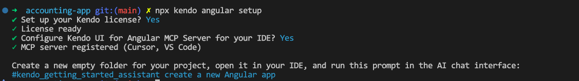 Git npx kendo angular setup