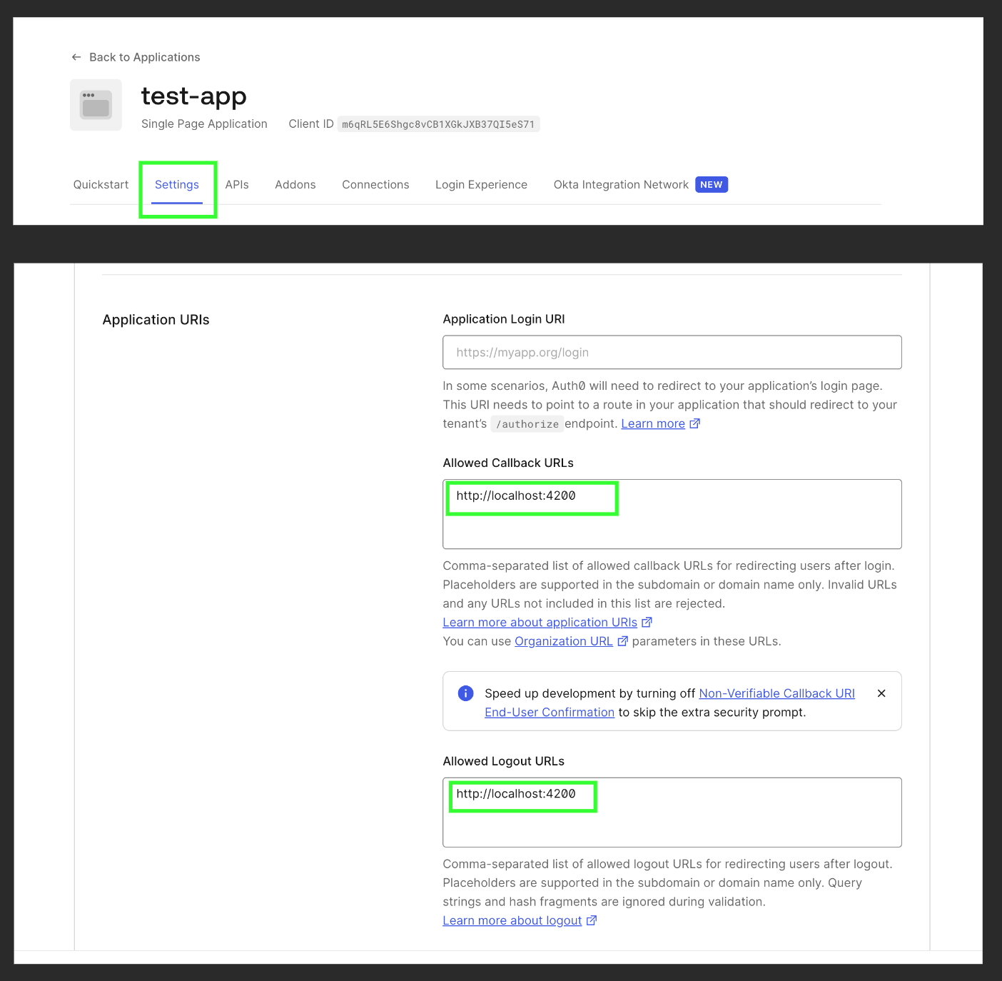 Configuring application callback and Logout URLs Configuring application callback and Logout URLs