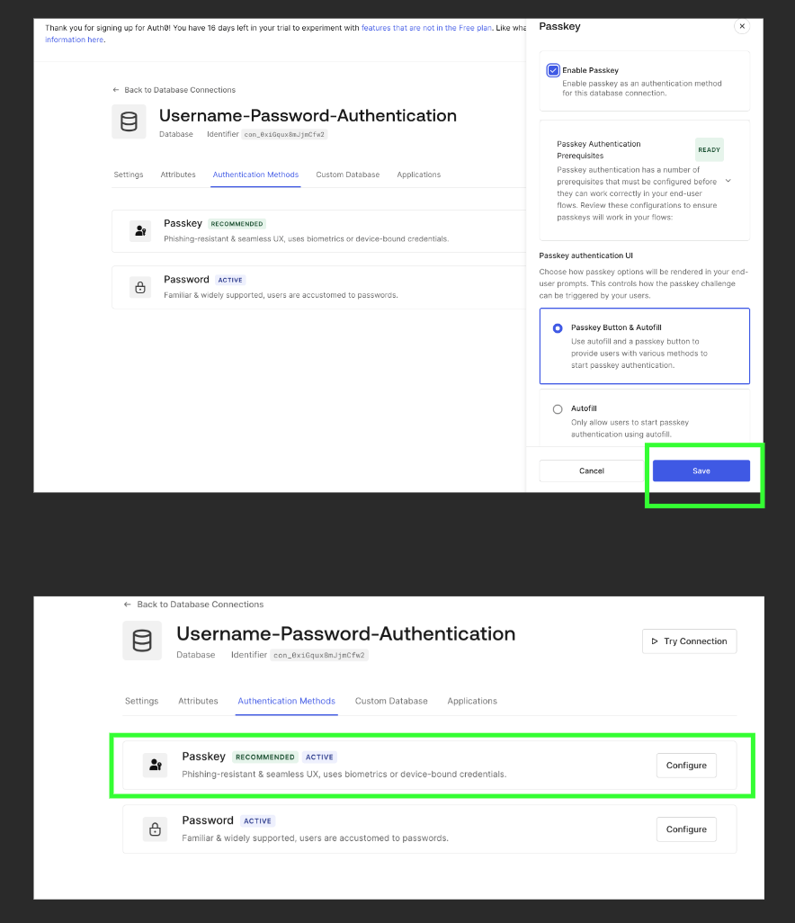 Confirming that passkeys are enabled Confirming that passkeys are enabled