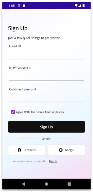 2. SignUp Page