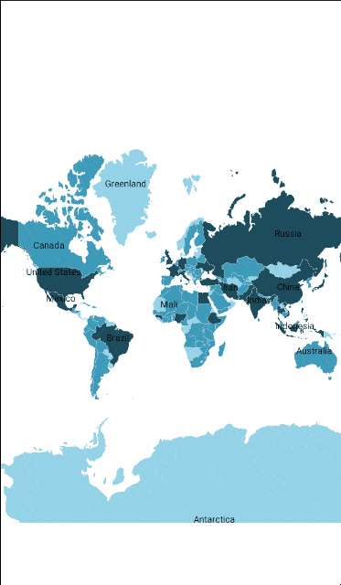 Map control displaying colored regions
