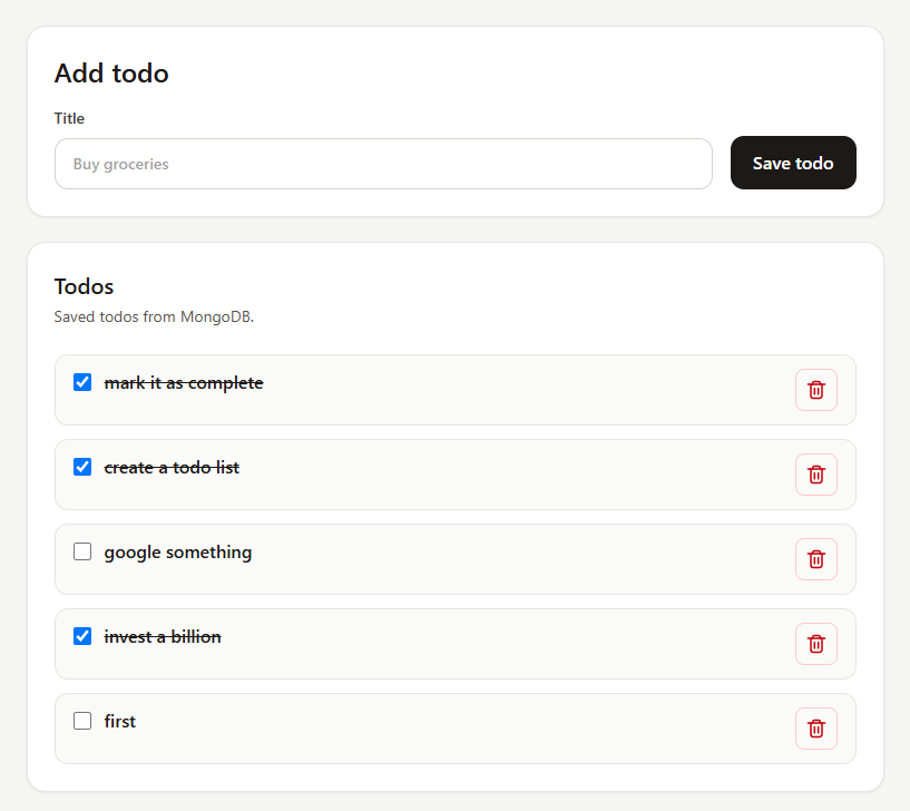 Todo list in Mongoose