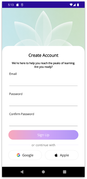 Create account step 3. Create account step