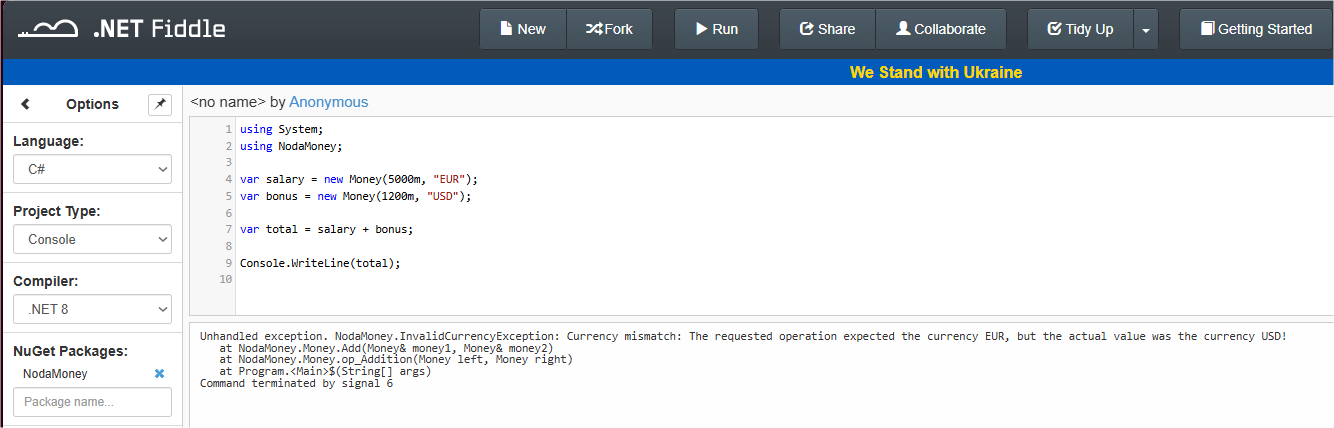 different currencies error Different currencies error