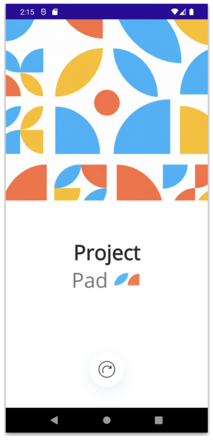 1. Intro block image Intro screen with image and Project Pad logo