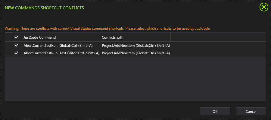 JustCode keyboard shortcuts image