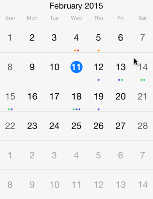 Inline events for Calendar for iOS by Telerik