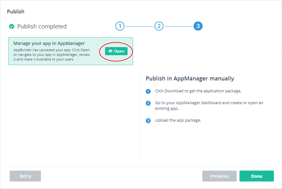 appbuilder publish complete