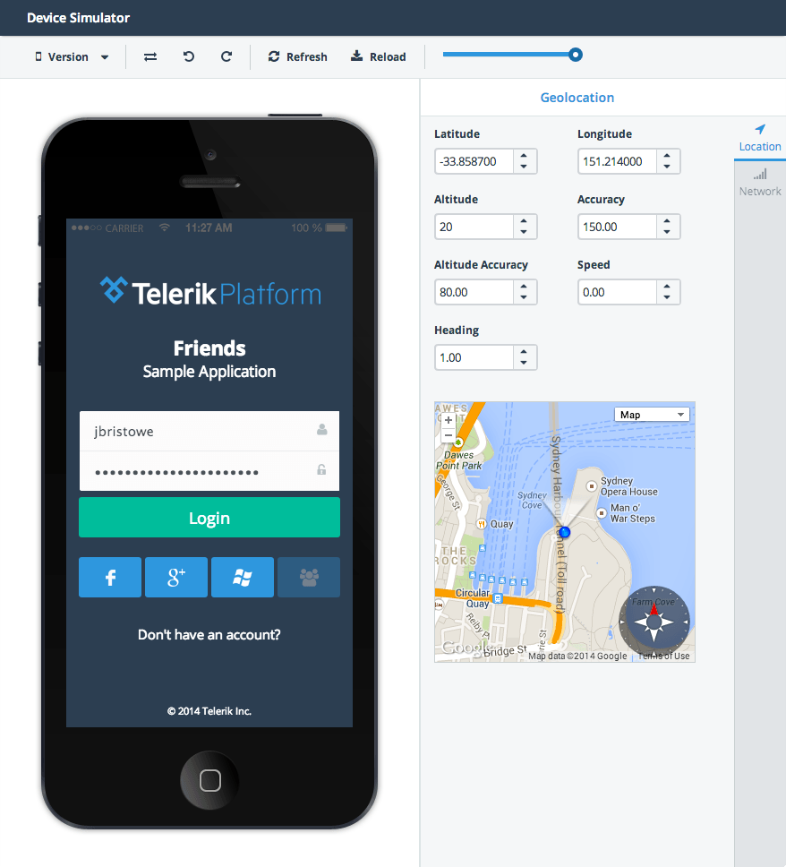 Telerik AppBuilder: Device Simulator