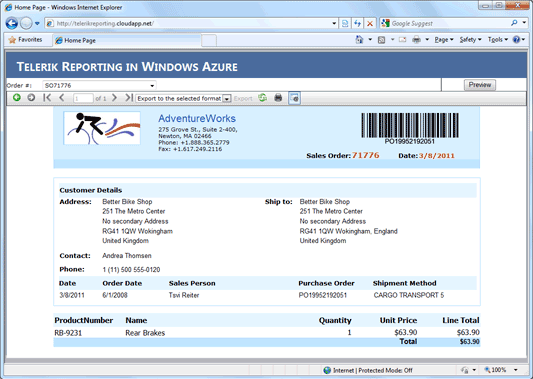 Telerik Reporting in Windows Azure