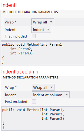 Indentation options image