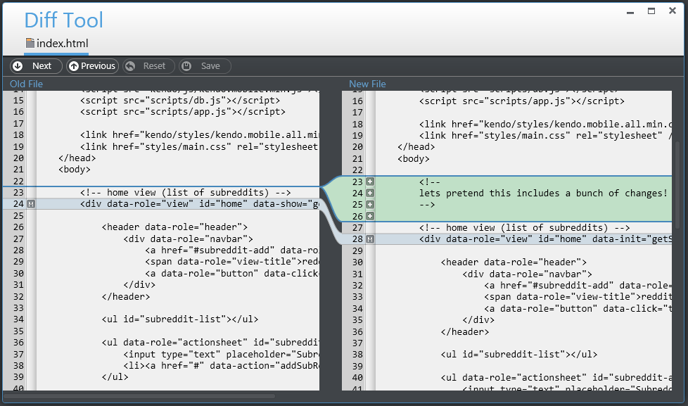 comparing file changes