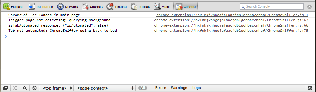 Chrome Dev Tools Console