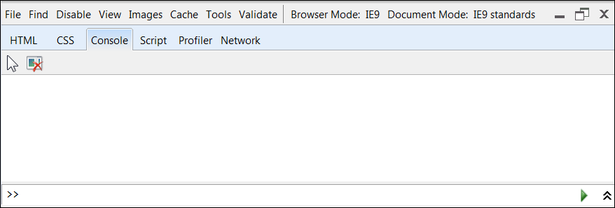 IE Developer Tools Console