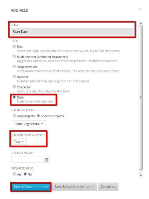 Create a Start Date field 