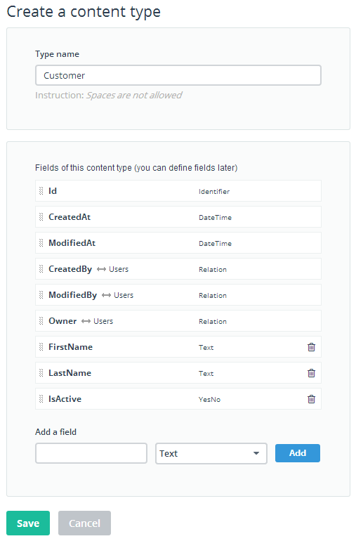 customer content type