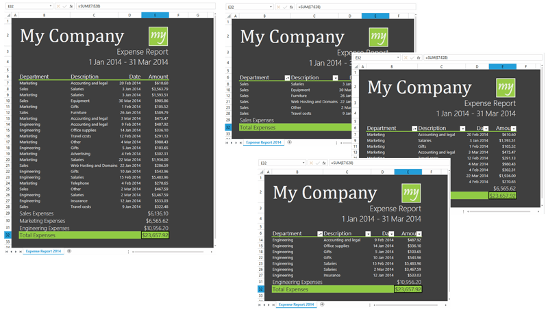 Different worksheet filters applied