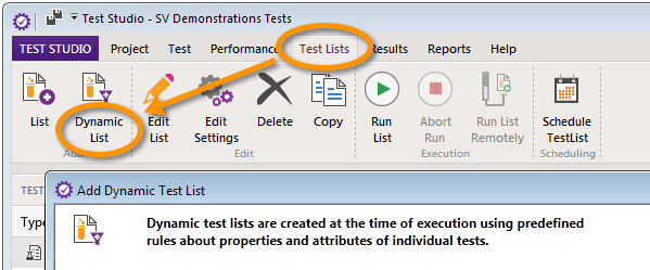 Adding a Dynamic Test List