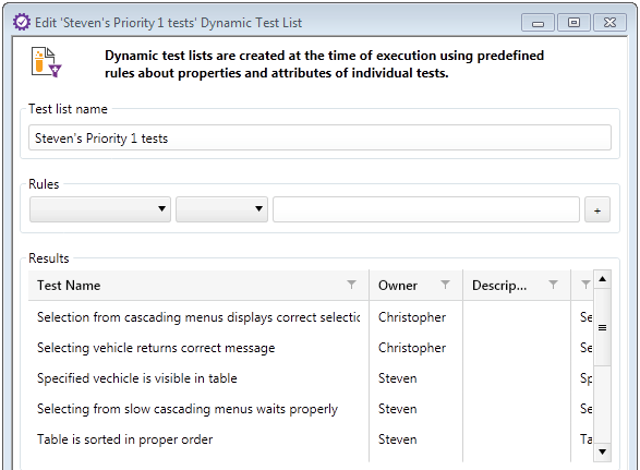 Dynamic Test List Naming