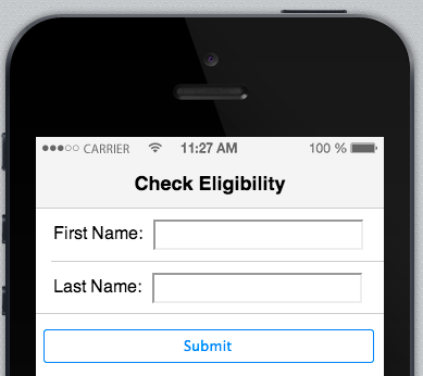 Display of our eligibility form on an iPhone