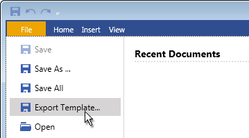 Invoking the Export Template wizard