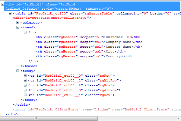 RadGrid markup no WAI-ARIA support