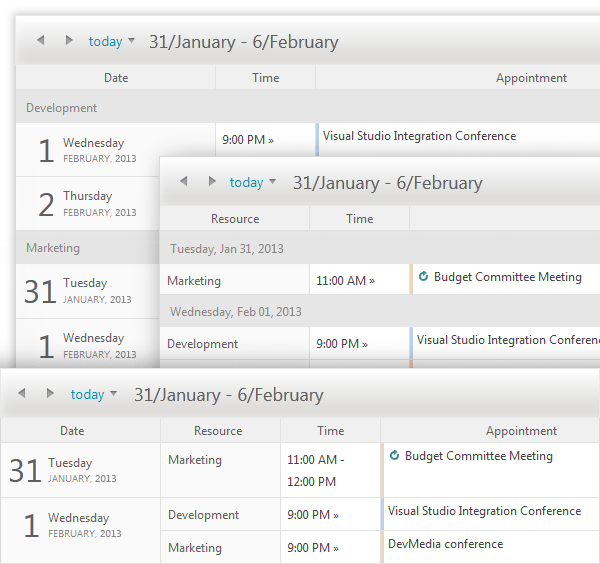 Scheduler Agenda View Groupings