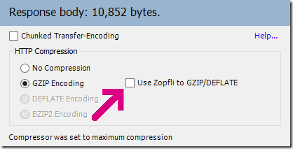 Zopfli checkbox on Transformer tab