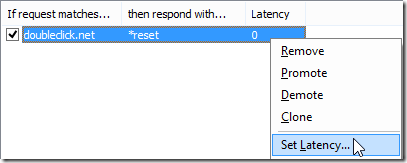 Set latency from Context Menu