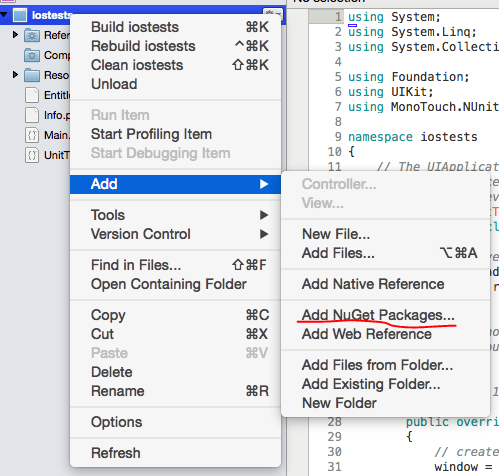 Add NuGet package in Xamarin Studio on Mac