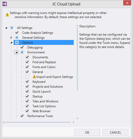 JustCode settings in the cloud