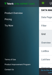 Mobile Landing Page with Expanded Drawer Mobile Landing Page with Expanded Drawer
