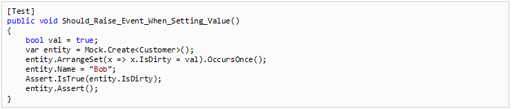 Listing 7 – Testing the IsDirty setter